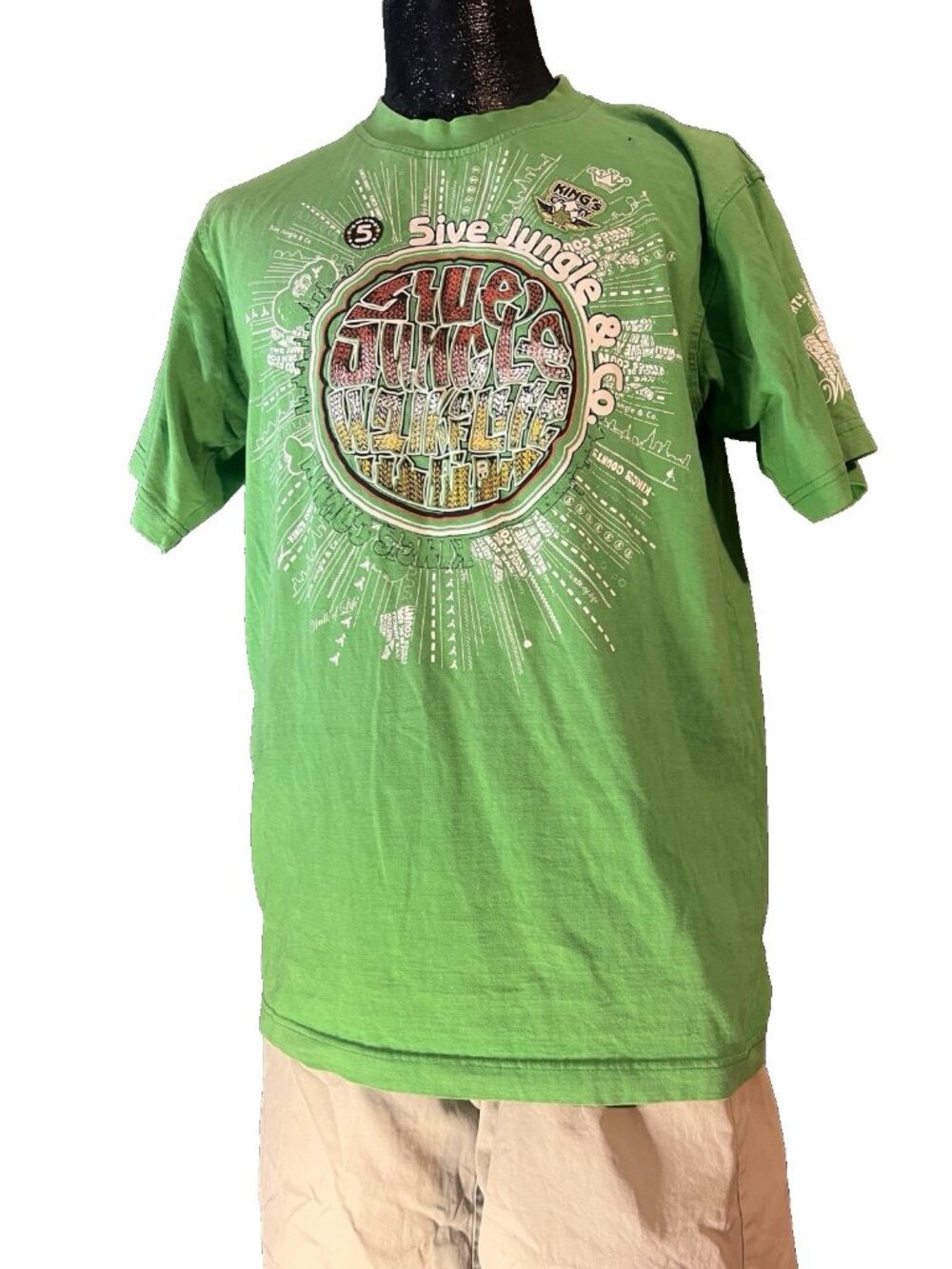 Vintage Y2K 5ive Jungle Mens Graphic T-Shirt Green Walk of Life Streetwear Large